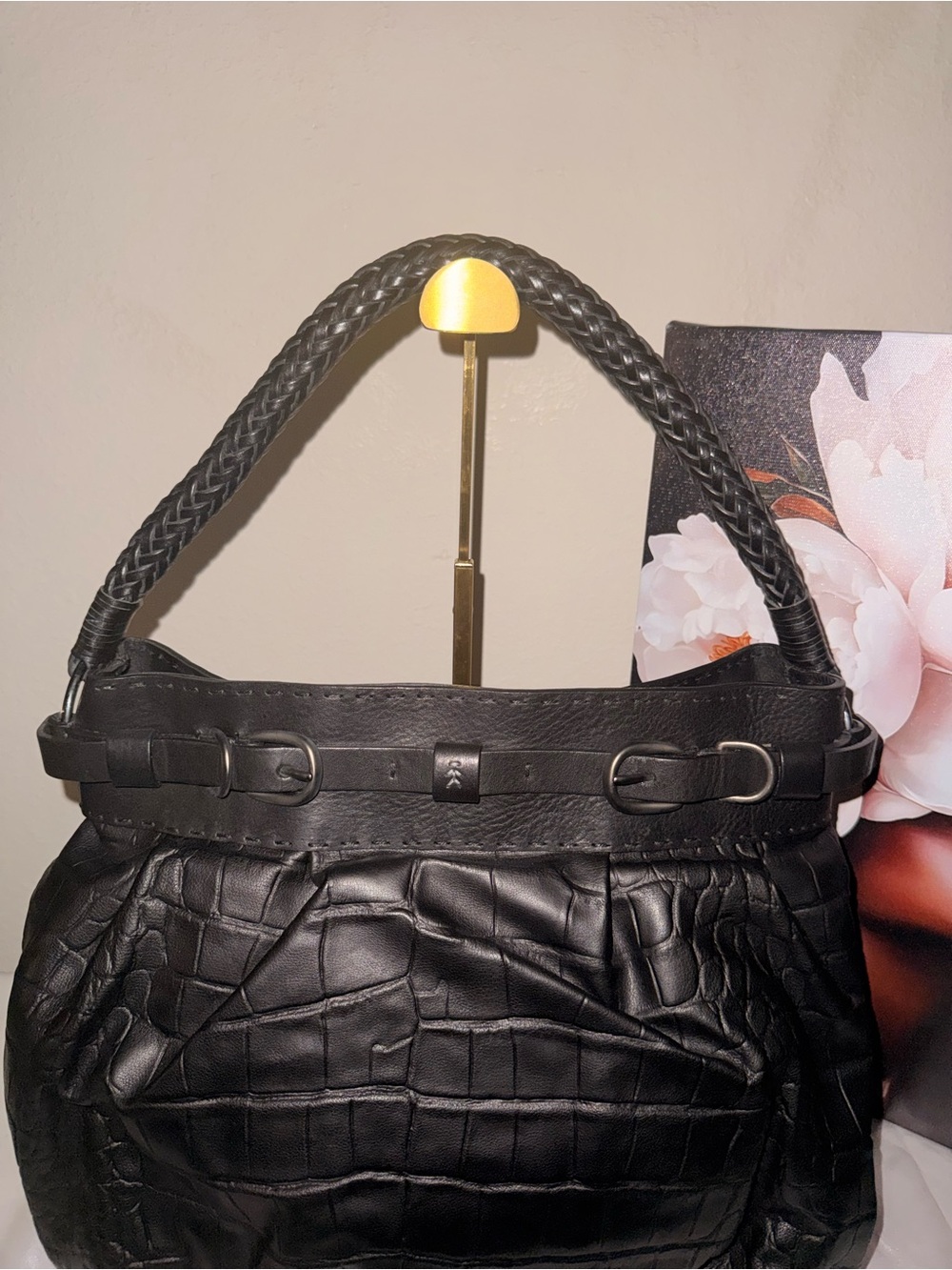 NWT - Henry Beguelin Croc-Embossed Artisan Shoulder Bag - Picture 3 of 12